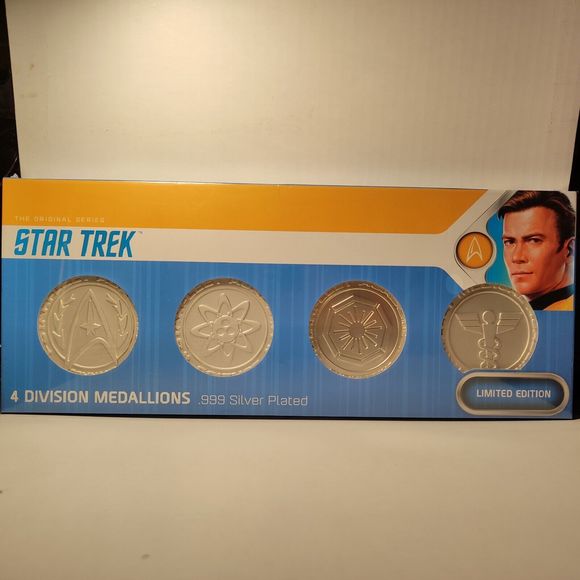 Star Trek Limited Edition Silver Plated Starfleet Divisions Medallions Set Of 4 - Picture 1 of 9
